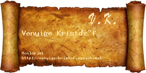 Venyige Kristóf névjegykártya